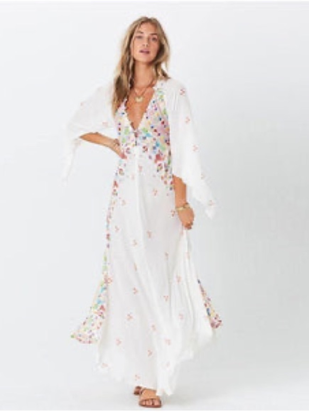 Jen's Pirate Booty | White Geometric Pattern Maxi Dress | L